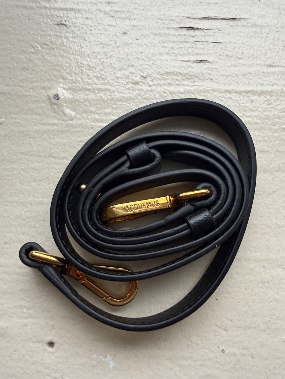 Jacquemus Black Leather Strap with Gold Hardware
